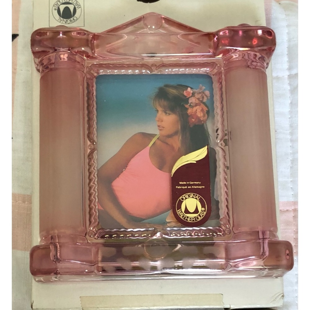 Satin-Rose Glass Art Deco Picture Frame 5.25” made in Germany by WALTHERGLAS NEW